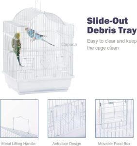 White Small Bird Cage for Travel (11.8"L x 9"W x 15.3"H)