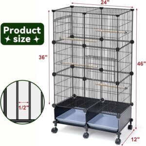 VISCOO 46-Inch Parakeet Cage with Slide-Out Tray, Water Bottle & Feeder