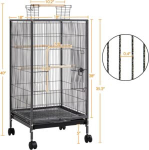 Yaheetech Powder Coated Parrot Cage with Rolling Stand (18"L x 18"W x 40"H)